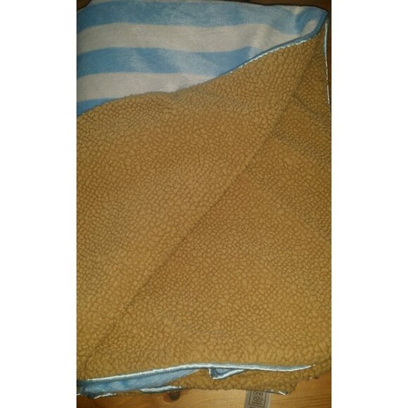 Just One You Carter's Monkey Baby Blanket Striped Blue Brown  Soft Sherpa - Picture 3 of 5